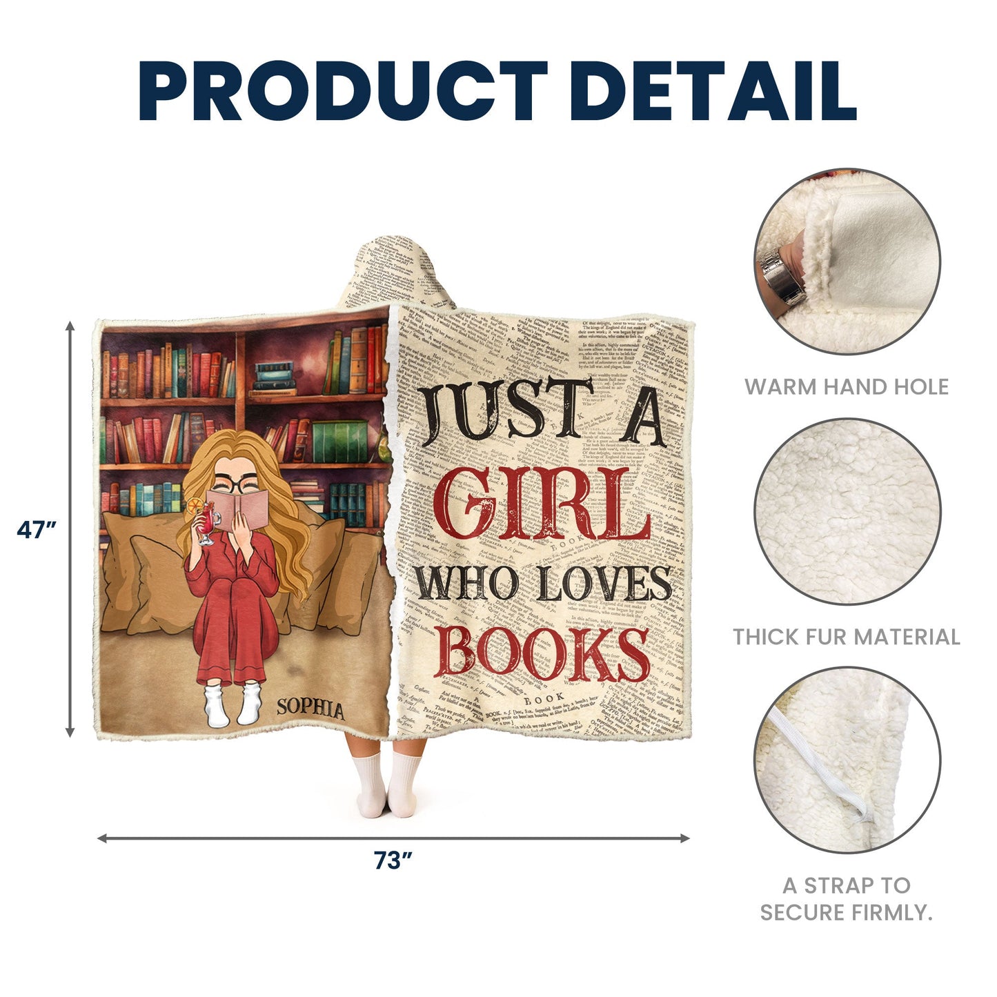 Just A Girl Who Loves Books - Personalized Wearable Blanket