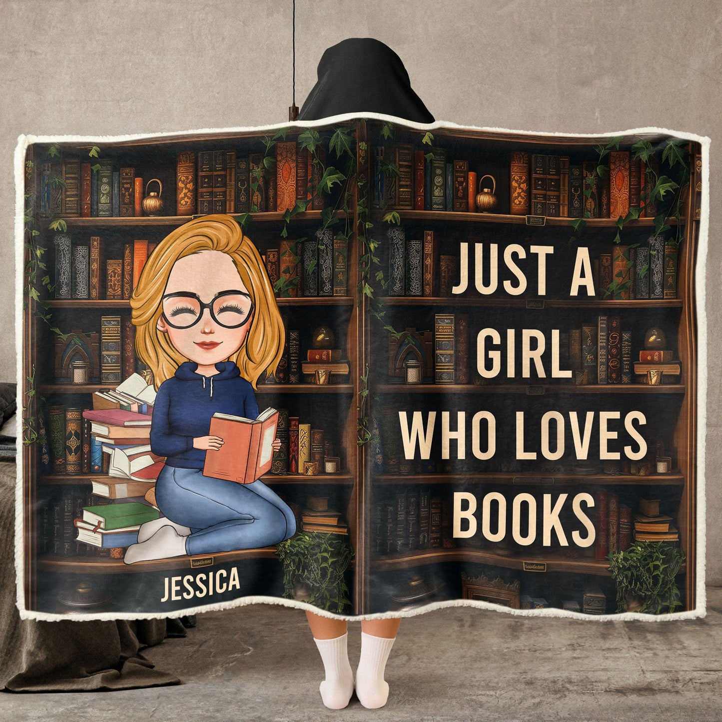 Just A Girl Who Loves Books - Personalized Wearable Blanket
