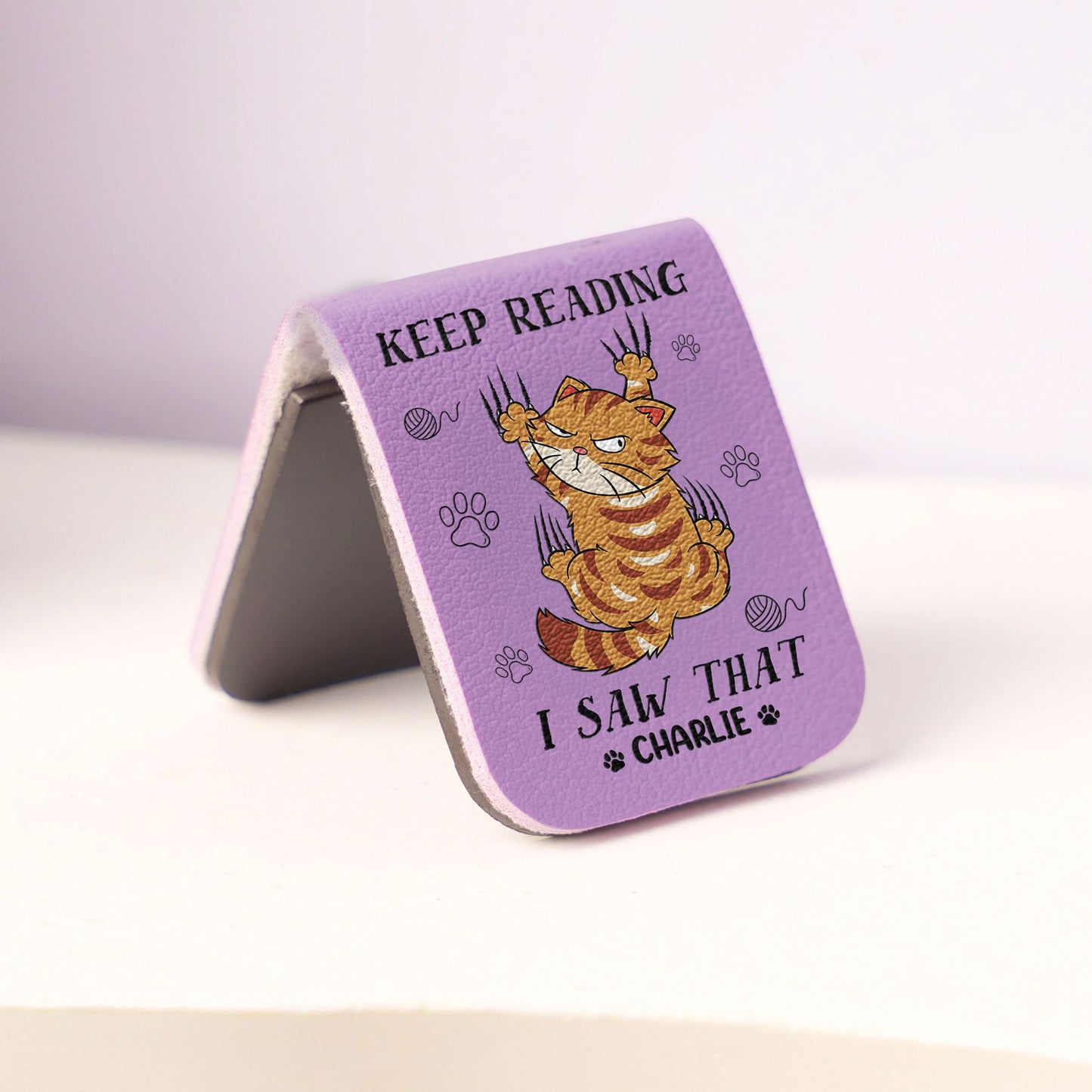 Keep Reading Cat Lover Book Lover - Personalized Leather Magnetic Bookmark