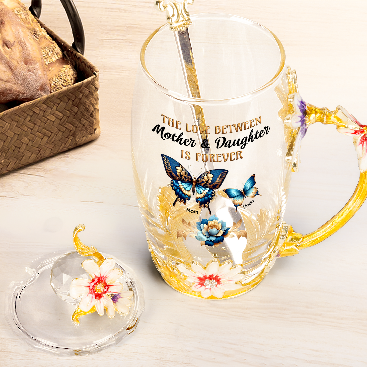 Love Between Mother & Daughters - Personalized Enamel Tea Cup