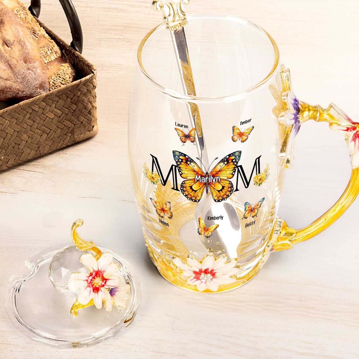 Mom And Children Butterflies - Personalized Tea Cup