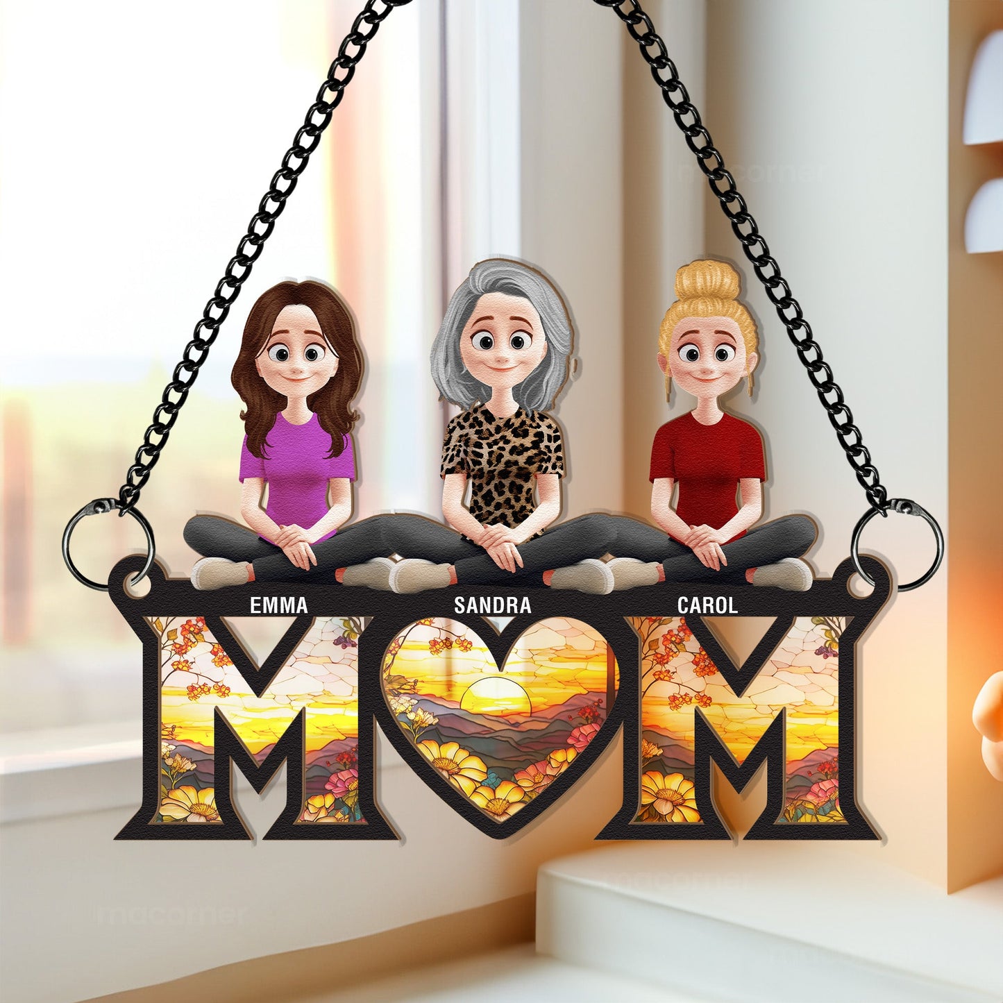 Mom Gift - Personalized Window Hanging Suncatcher Ornament Christmas Gift For Mom