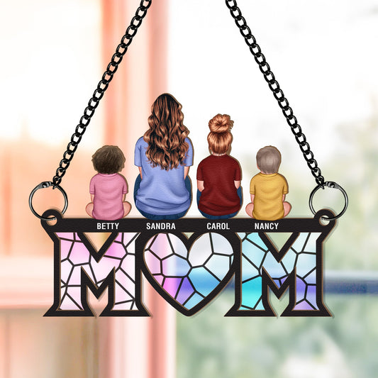 Mother & Children Bond - Personalized Window Hanging Suncatcher Ornament Christmas Gift For Mom