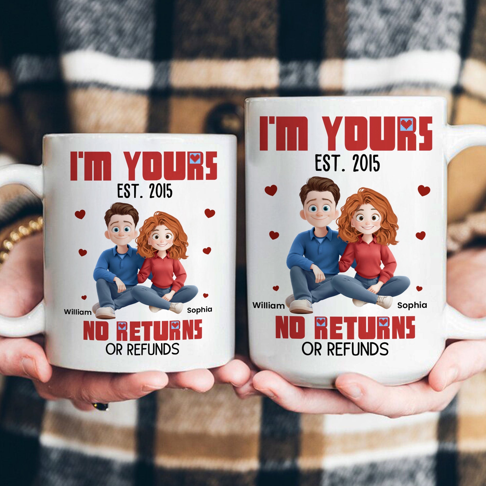 New Version Cartoon Couple I'm Yours No Returns Or Refunds - Personalized Mug