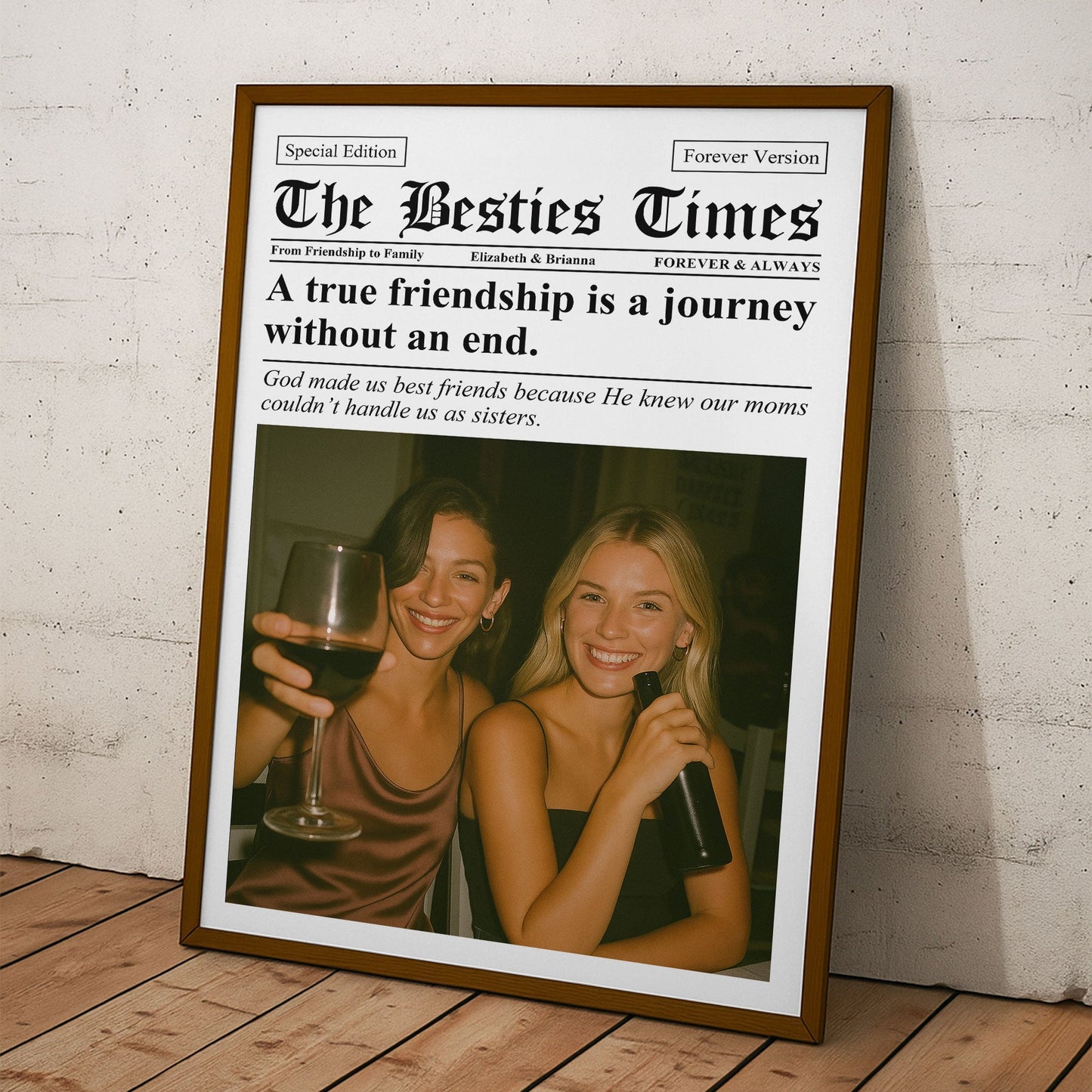 Newspaper The BFF Times - Upload Best Friend, Bestie Photo - Personalized Photo Poster/Canvas  Christmas Gift For Friend