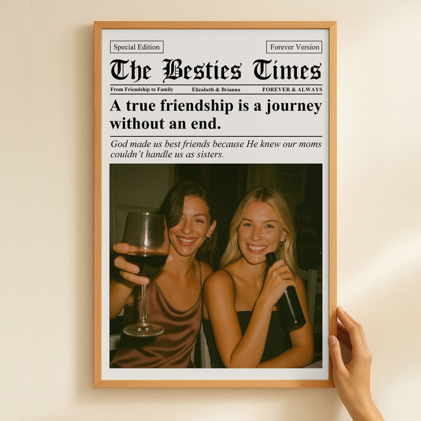 Newspaper The BFF Times - Upload Best Friend, Bestie Photo - Personalized Photo Poster/Canvas  Christmas Gift For Friend