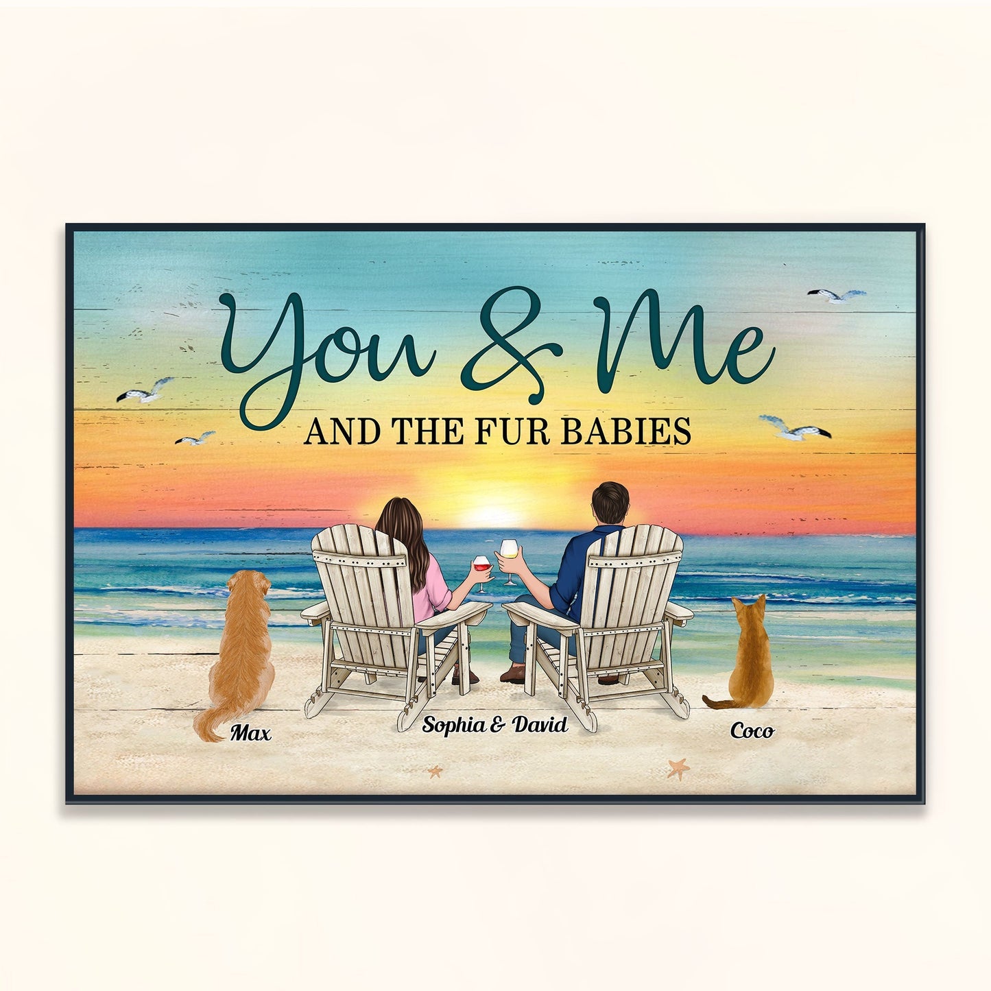 You And Me And The Fur Babies - Personalized Poster/Wrapped Canvas - Birthday, Loving Gift For Husband, Wife, Cat & Dog Lover, Pet Parents, Pet Owners