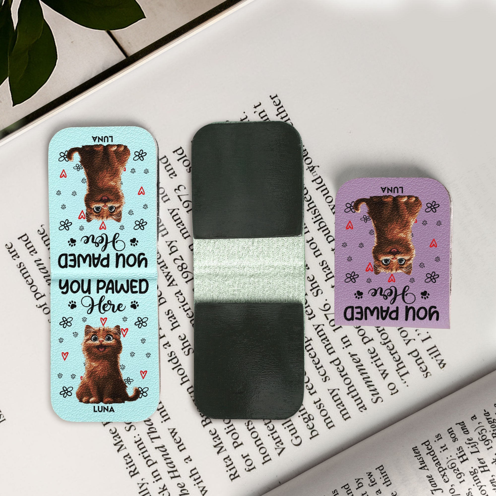 You Pawed Here - Personalized Leather Magnetic Bookmark