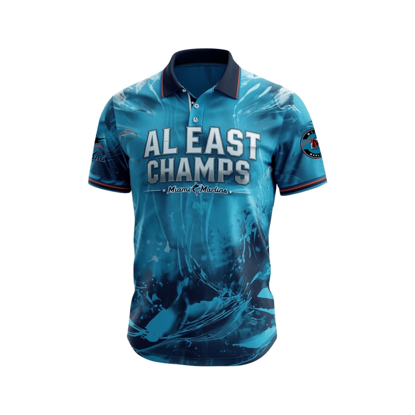 Lets Go Fish The AL Champs 2025 Season Marlins Baseball Team 3D Polo Shirt