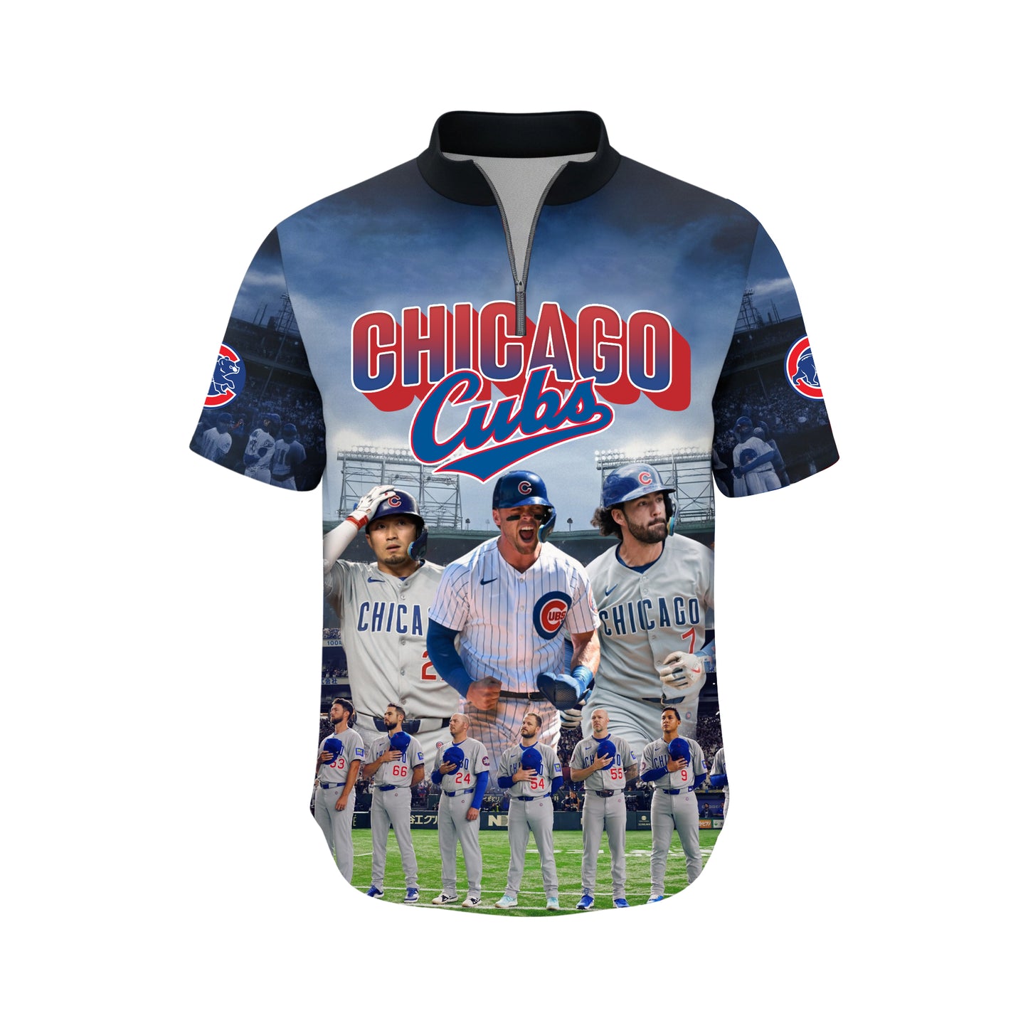 Cubs Baseball Chicago Team 2025 All Over Print Quarter Zip Jersey