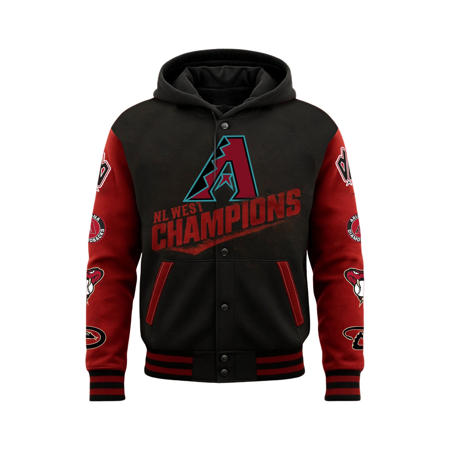 Arizona Lets Go D-Back Diamonbacks Baseball Team Hooded Baseball Jacket