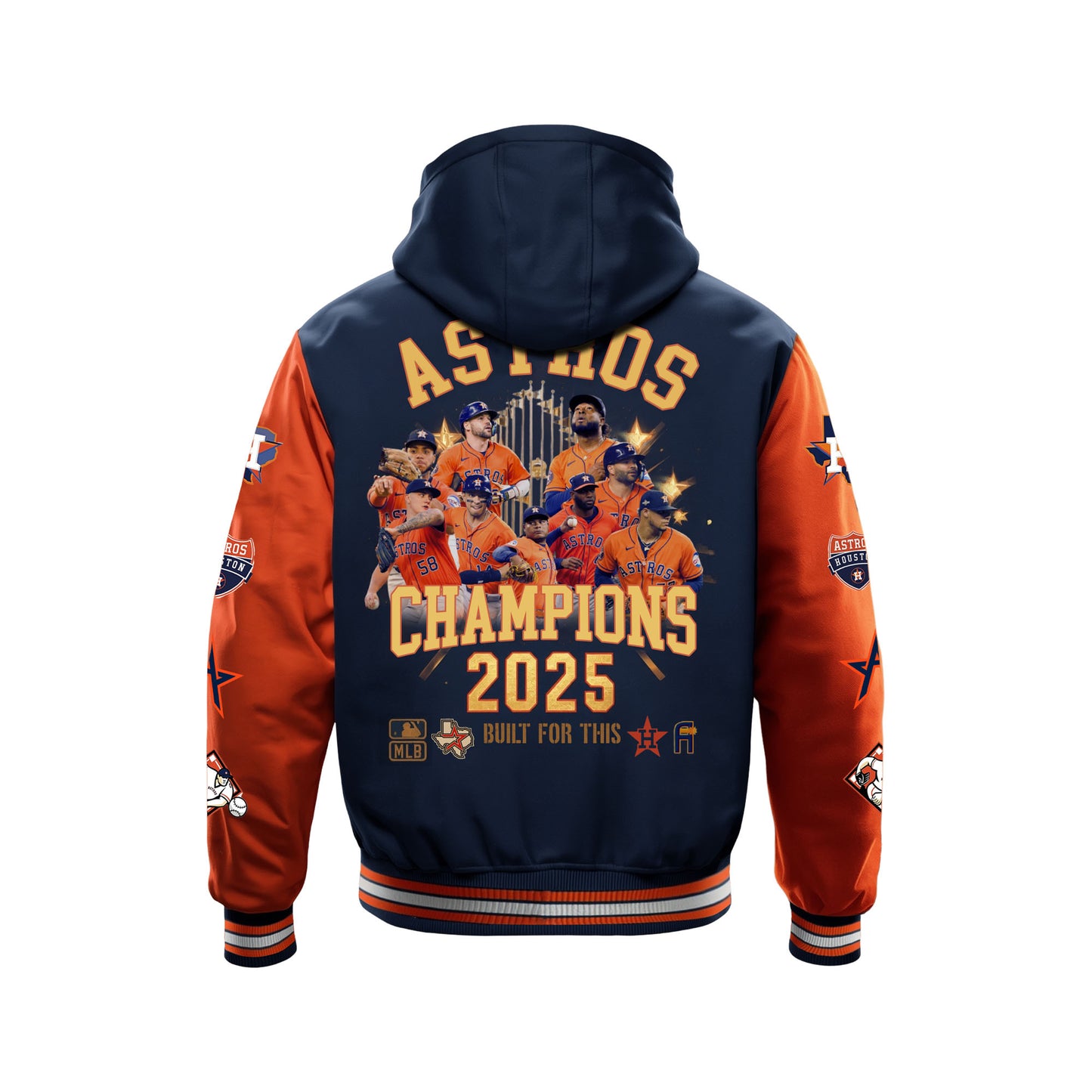 Astros Built For This Season 2025 Houston Baseball Team Hooded Baseball Jacket