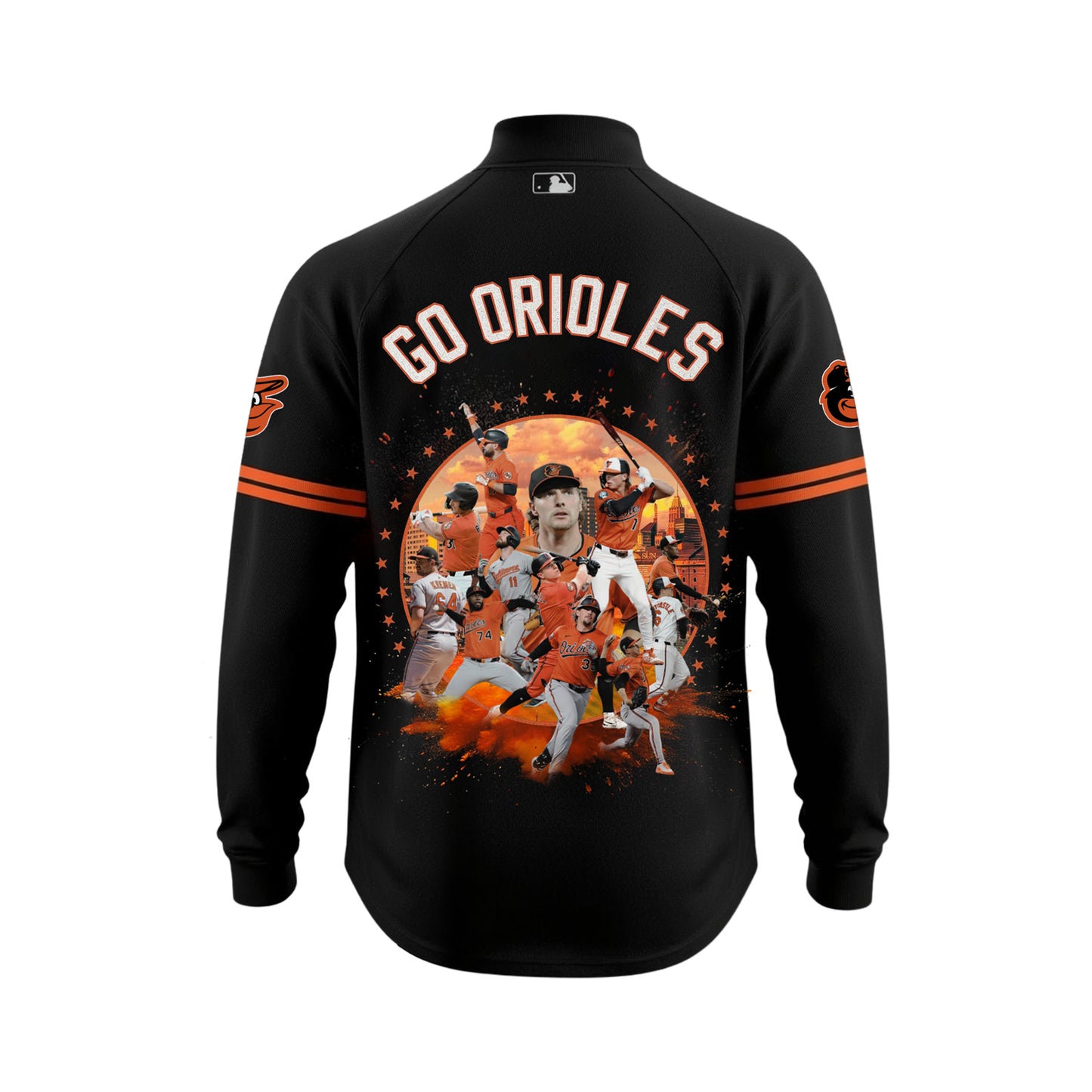Go Orioles Go Baltimore Team Orioles Baseball 3D Long Sleeve Quarter Zip Jersey