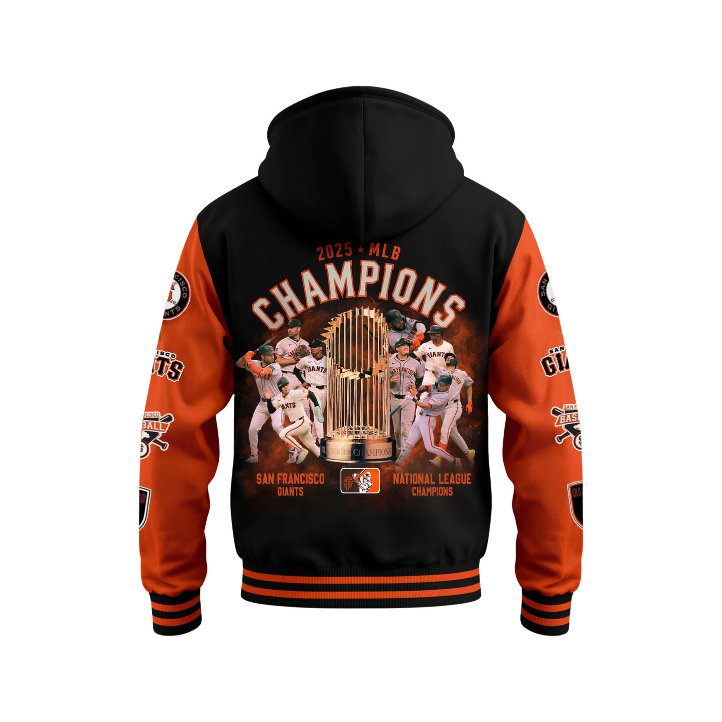 NL 2025 Season Champions San Francisco Baseball Giants Team Hooded Baseball Jacket