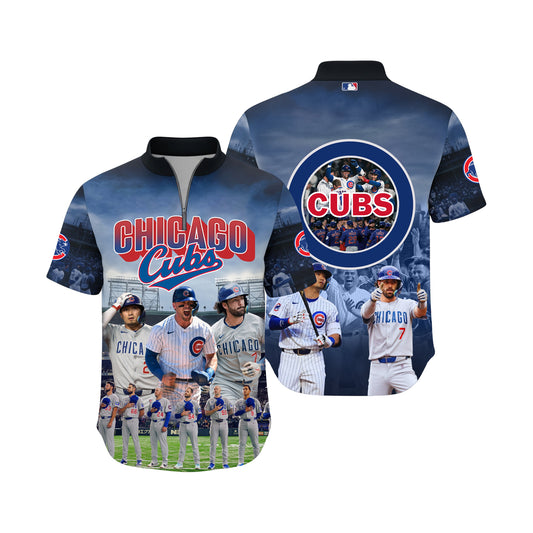 Cubs Baseball Chicago Team 2025 All Over Print Quarter Zip Jersey