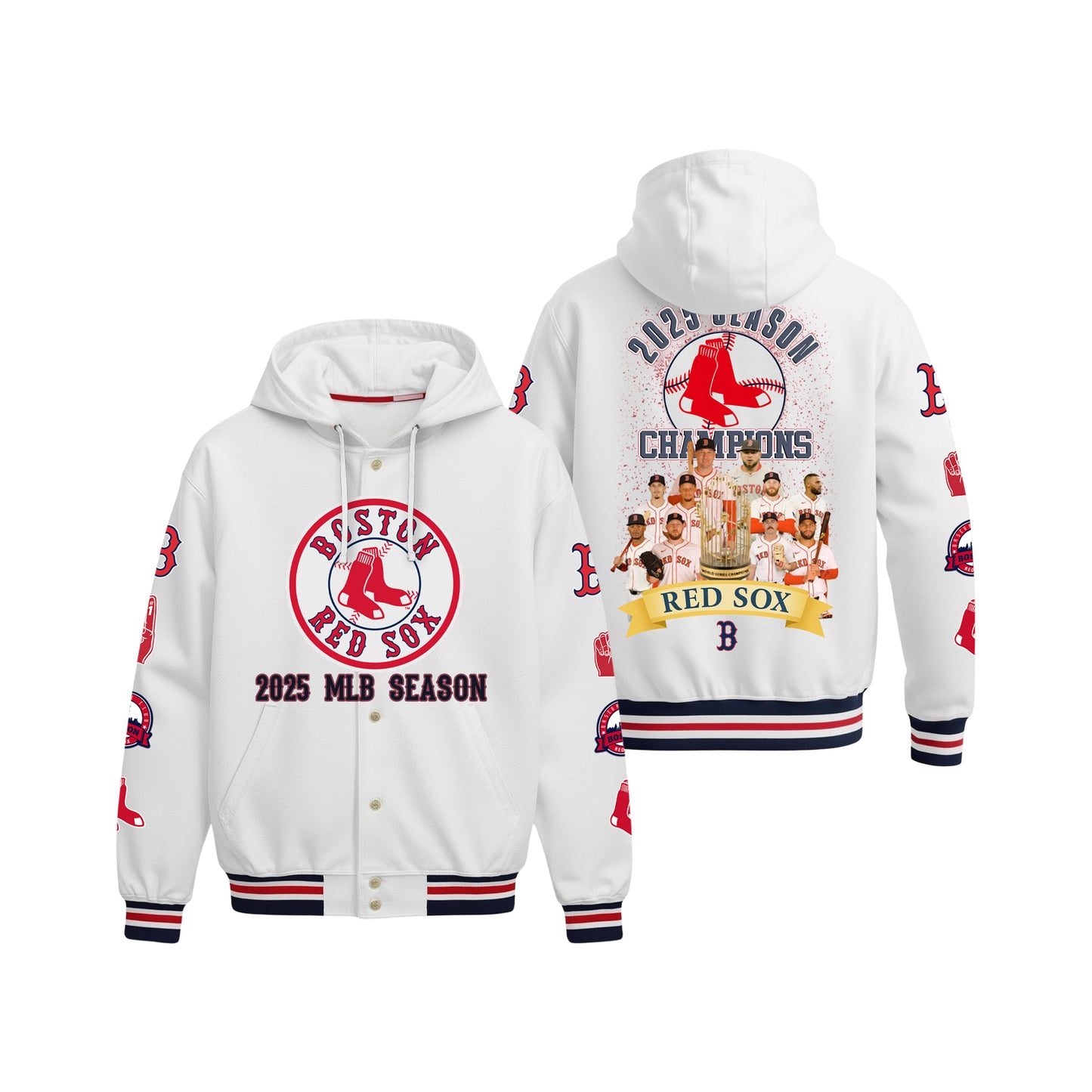 Red Sox 2025 Season Champions Boston Baseball Team Hooded Baseball Jacket