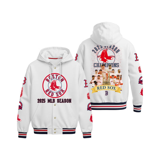 Red Sox 2025 Season Champions Boston Baseball Team Hooded Baseball Jacket