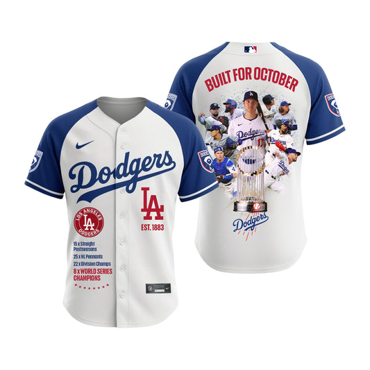 Built For October Dodgers Est 1883 Baseball Team 2025 All Over Print Baseball Jersey