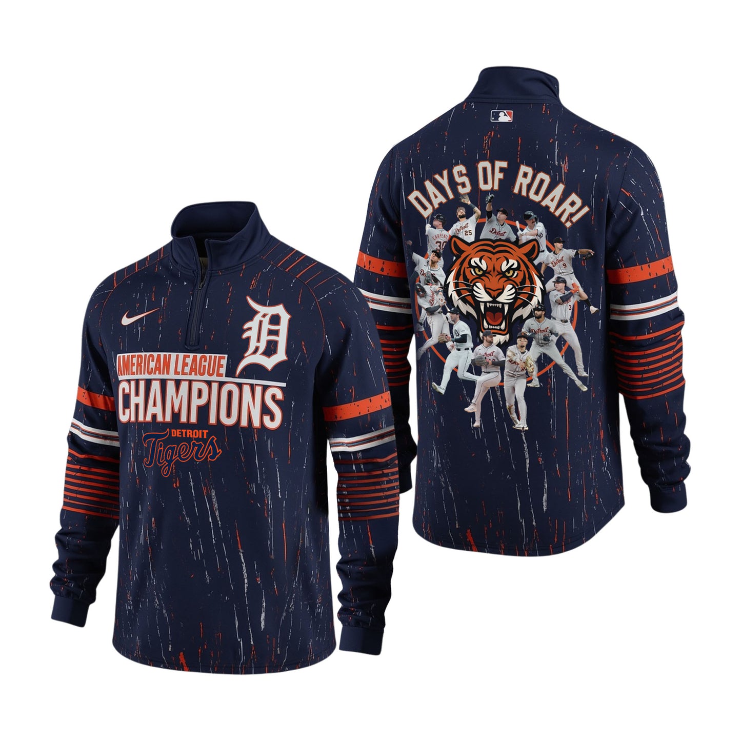 Days Of Roar Tigers Team Detroit Baseball 3D Long Sleeve Quarter Zip Jersey