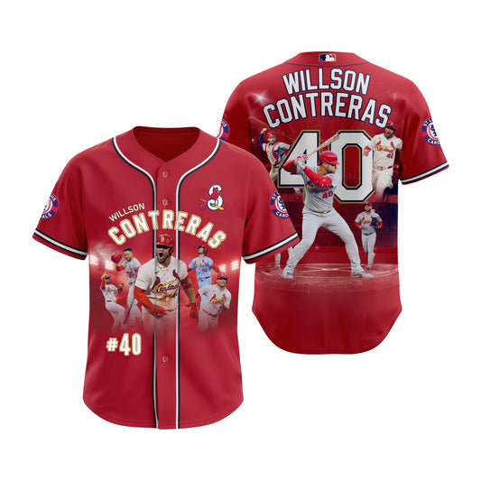 #40 Willson Contreras Cardinals Baseball St Louis Team 2025 All Over Print Baseball Jersey