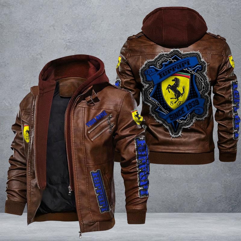 Ferrari Leather Jacket Multicolor