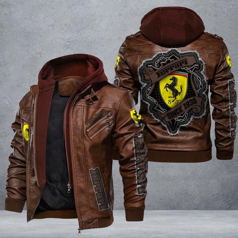 Ferrari Leather Jacket Multicolor