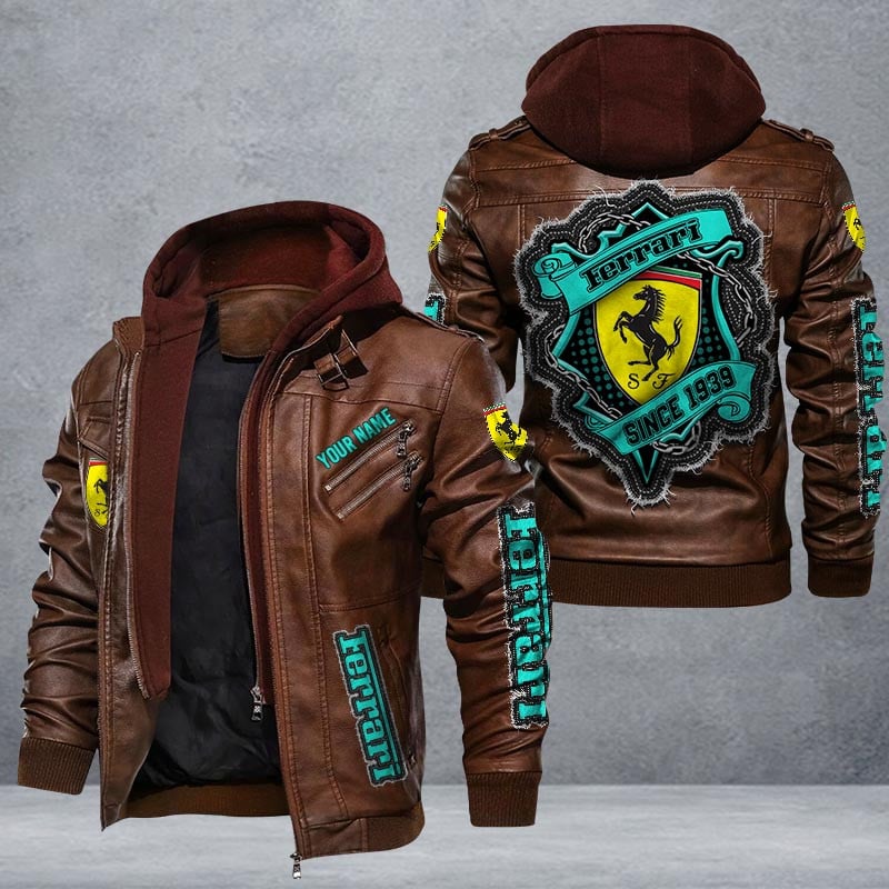 Ferrari Leather Jacket Multicolor