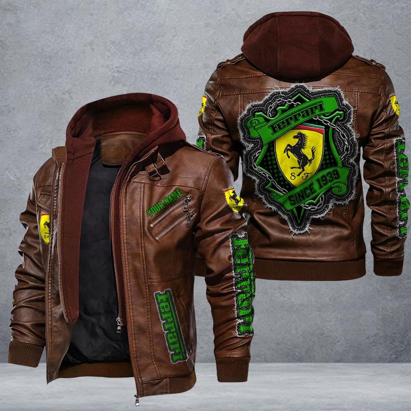 Ferrari Leather Jacket Multicolor