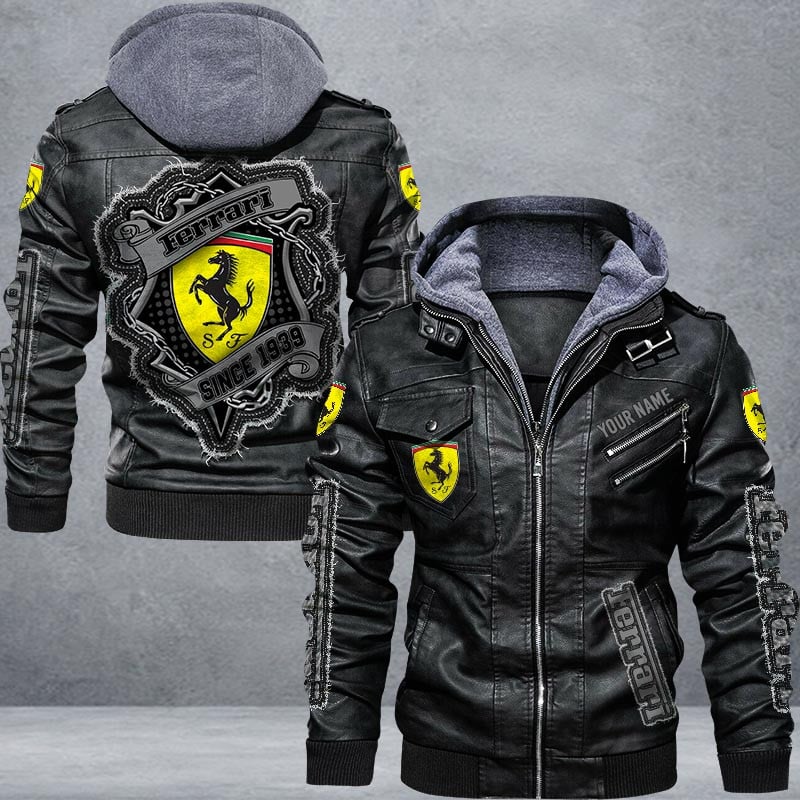 Ferrari Leather Jacket Multicolor