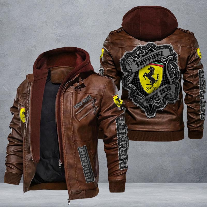 Ferrari Leather Jacket Multicolor