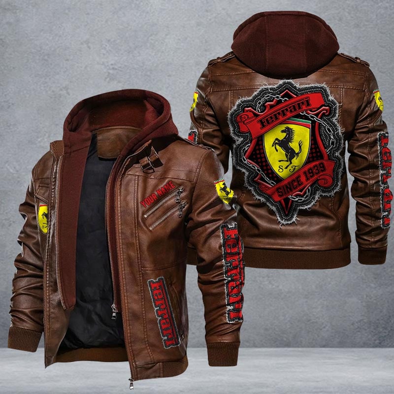 Ferrari Leather Jacket Multicolor