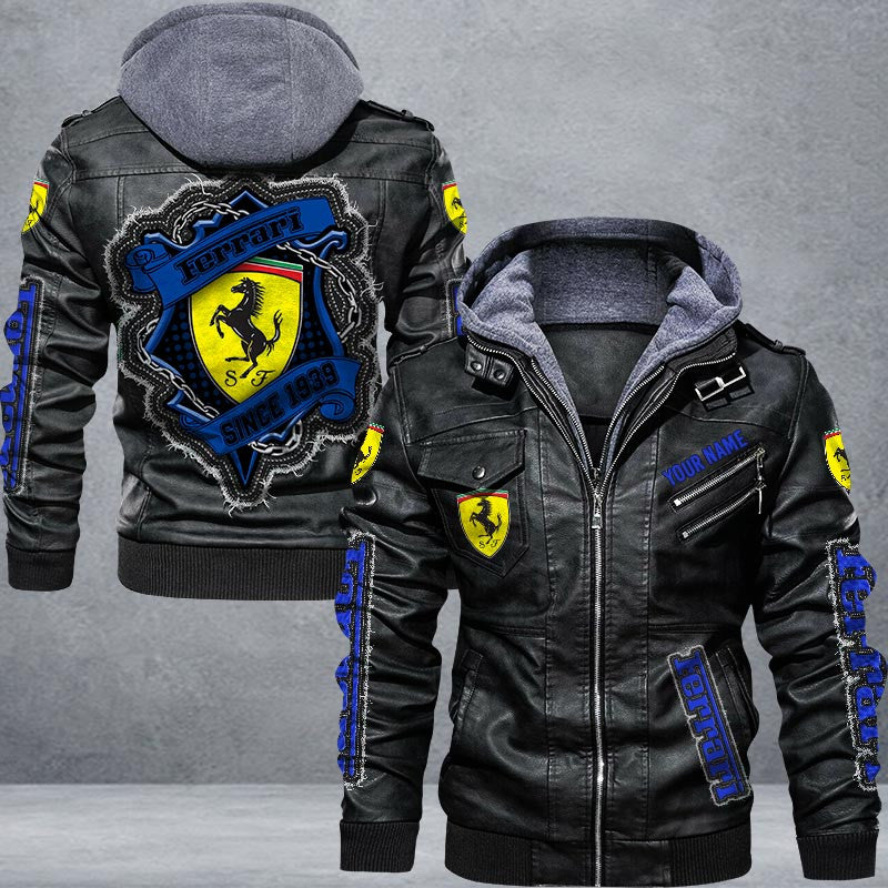 Ferrari Leather Jacket Multicolor