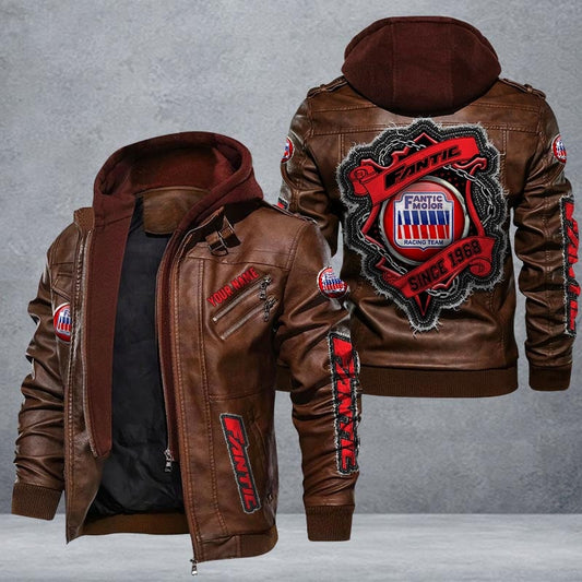 Fantic Leather Jacket Multicolor